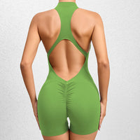 Women Zippered Front Racerback Romper