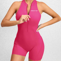 Women Zippered Front Racerback Romper